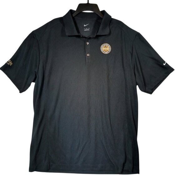 Nike Golf PGA Jim Beam Polo Shirt Mens XL Black Dri-FIT Promo Staff Shirt - Picture 2 of 9